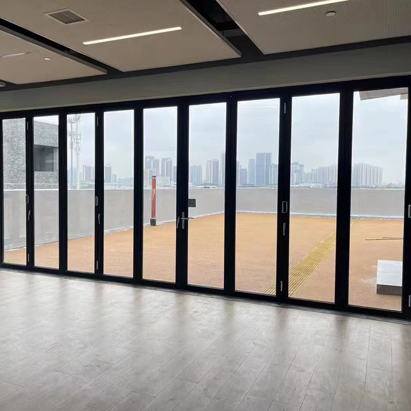 铝合金重型折叠门阳台商铺断桥推拉隔断汽车美容门店玻璃大折叠门