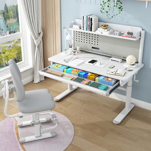 儿童学习桌升降书桌椅装家用实木学生写字桌台课桌电脑桌