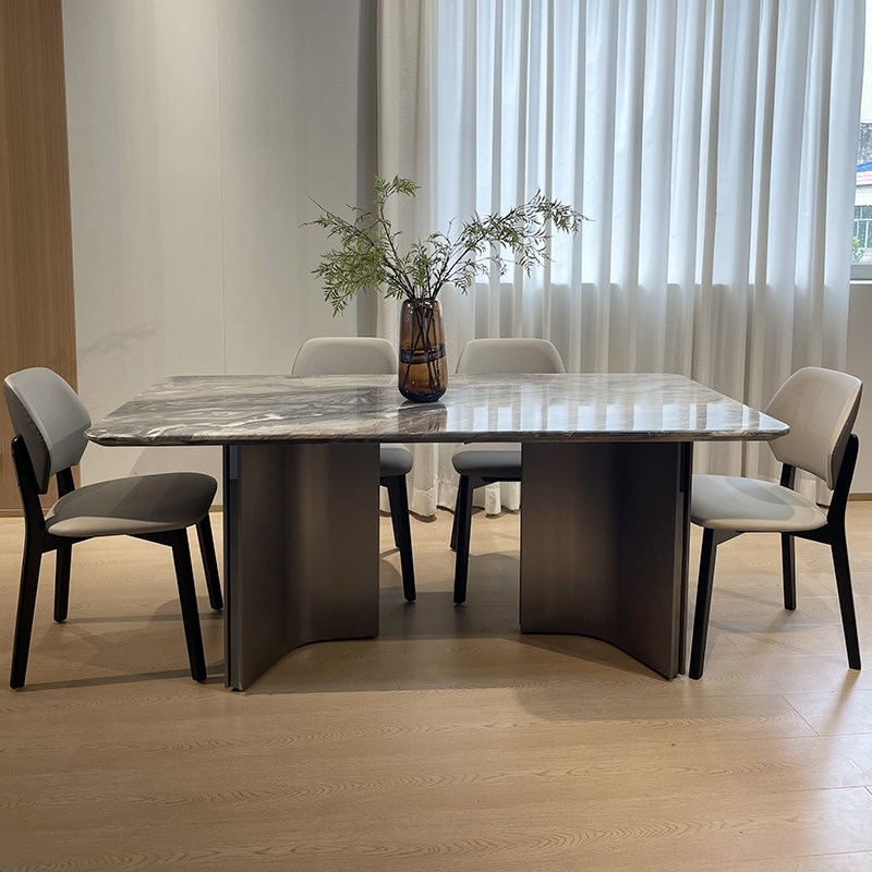 意式现代不锈钢大理石长方形餐桌家用大小户型设计师热销桌子