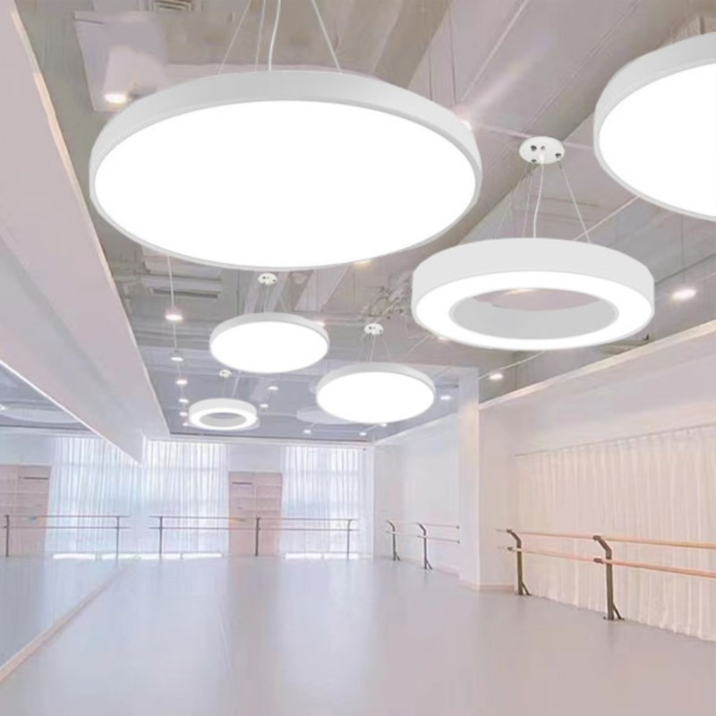 全光谱护眼吸顶灯圆形环日光灯5000k儿童房瑜伽馆舞蹈房白色吊灯