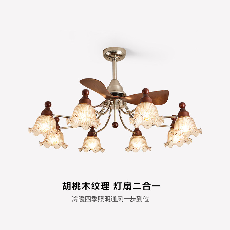 安柯拉中古风客厅风扇灯法式复古大厅主灯2026年新款全屋灯具套餐