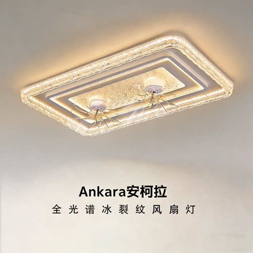现代简约吸顶风扇灯客厅卧室LED照明摇头静音吊灯一体