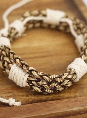 编织手链男生高级感黑色皮质编织手绳男生小众设计民族风个性配饰