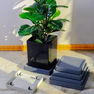花盆托盘带轮底座滚轮接水盘塑料花盘底可移动隐形隐藏滑轮垫加厚