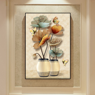 九鱼图玄关装饰画竖招财走廊过道走道挂画入门入户玄幻壁画单幅