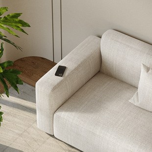 浪度高端棉麻布艺沙发客厅新款小户型l型无扶手三人位直排豆腐块