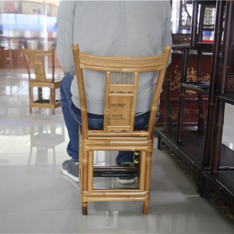 百年章水泉武穴竹艺竹编手工制作传统复古工艺品八方竹椅地道竹雕