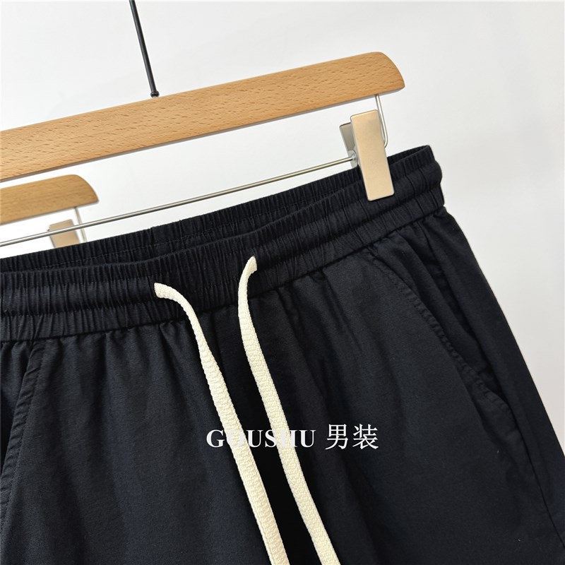 亚麻老钱风高定肌理透气薄款休闲 短裤男士裤子2025夏季宽松