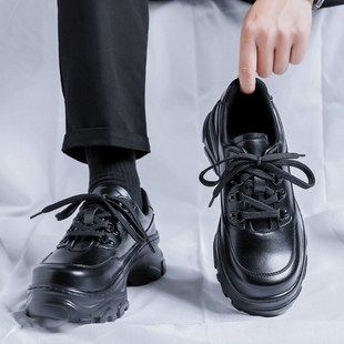 男百搭休閑鞋 2025新款 春季 厚底增高老爹鞋 黑色Q小眾機(jī)能松糕運(yùn)動(dòng)