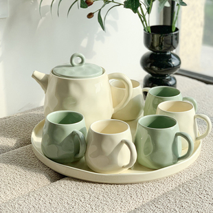 家用杯子客厅水杯乔D迁新居水壶茶杯杯具茶具奶油风 陶瓷水具套装