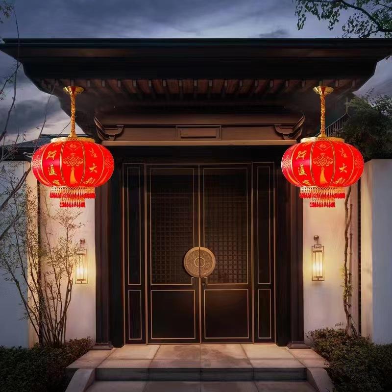 中式全铜红灯笼吊灯古典中国风过道阳台灯防水户外庭院别墅大门灯