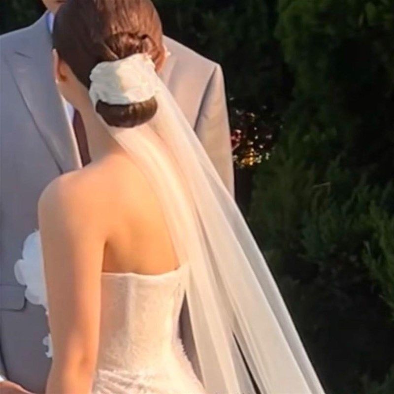 新娘头纱长款拖尾长条绑带素纱婚纱礼服头饰配饰拍照造型影楼头纱