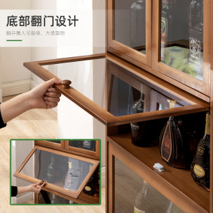 实木家用靠墙置物架客厅 酒柜展示柜现代简约q网红小酒柜欧式