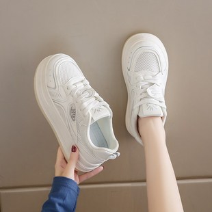 女夏季 小码 透气板鞋 网面小白鞋 松糕女 34厚底休闲运动鞋 202U5新款