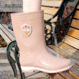 女防水防滑中筒软O长筒高筒加绒水靴胶 雨鞋 女时尚 款 外穿雨靴水鞋
