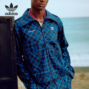 Adidas/阿迪达斯官方正品三叶草联名款男女格纹运动外套GU0750