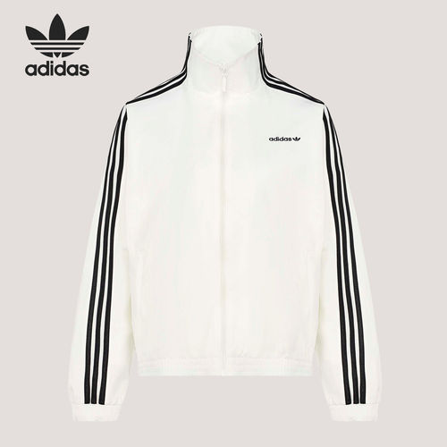 Adidas/阿迪达斯官方正品三叶草女士经典三条纹高领外套KX7978