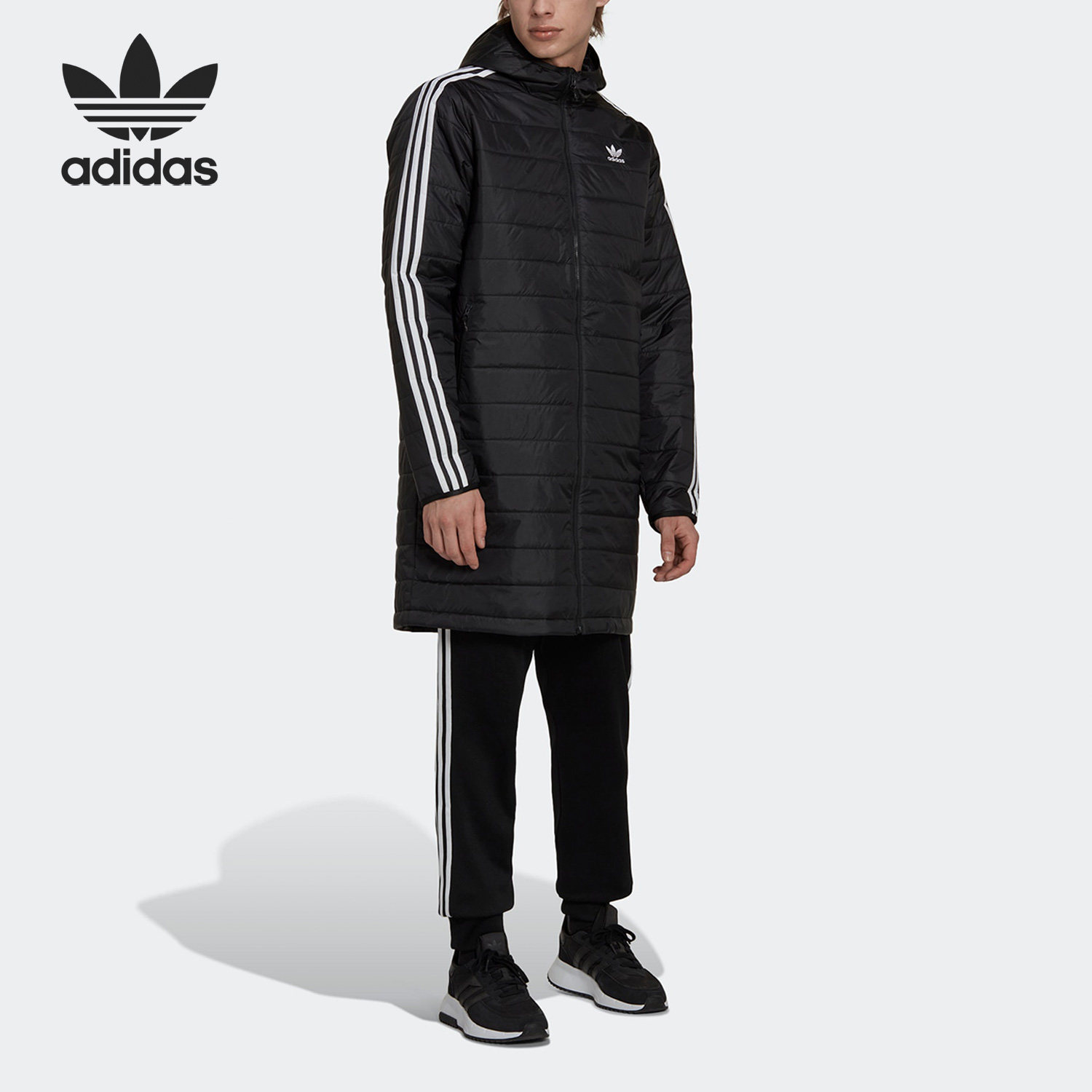 Adidas/阿迪达斯官方正品冬季新款男子保暖中长款棉服外套HM2461