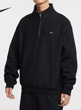 Nike/耐克官方正品Solo Swoosh男士半拉链加绒套头衫HV1095-010