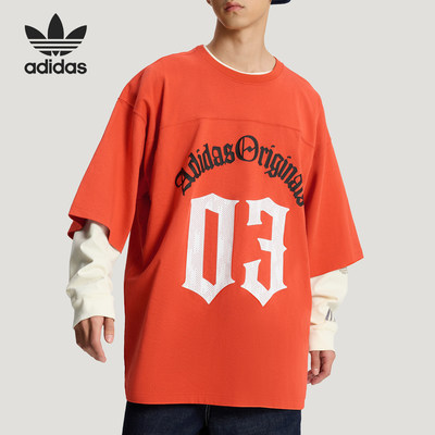 Adidas/阿迪达斯官方正品三叶草男士宽松个性时尚印花T恤KR0407
