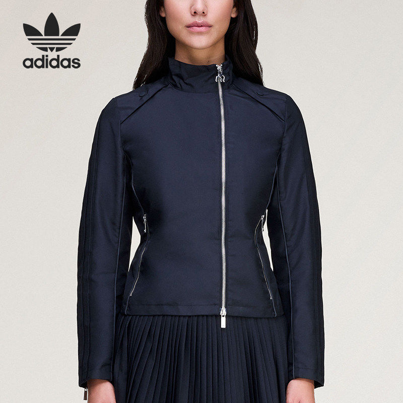 Adidas/阿迪达斯官方正品三叶草新款女深蓝色出行夹克外套KA2734