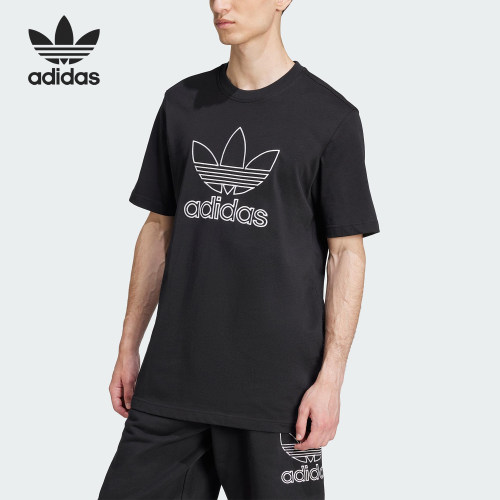 Adidas/阿迪达斯官方正品三叶草男士针织宽松休闲透气短袖JP1088