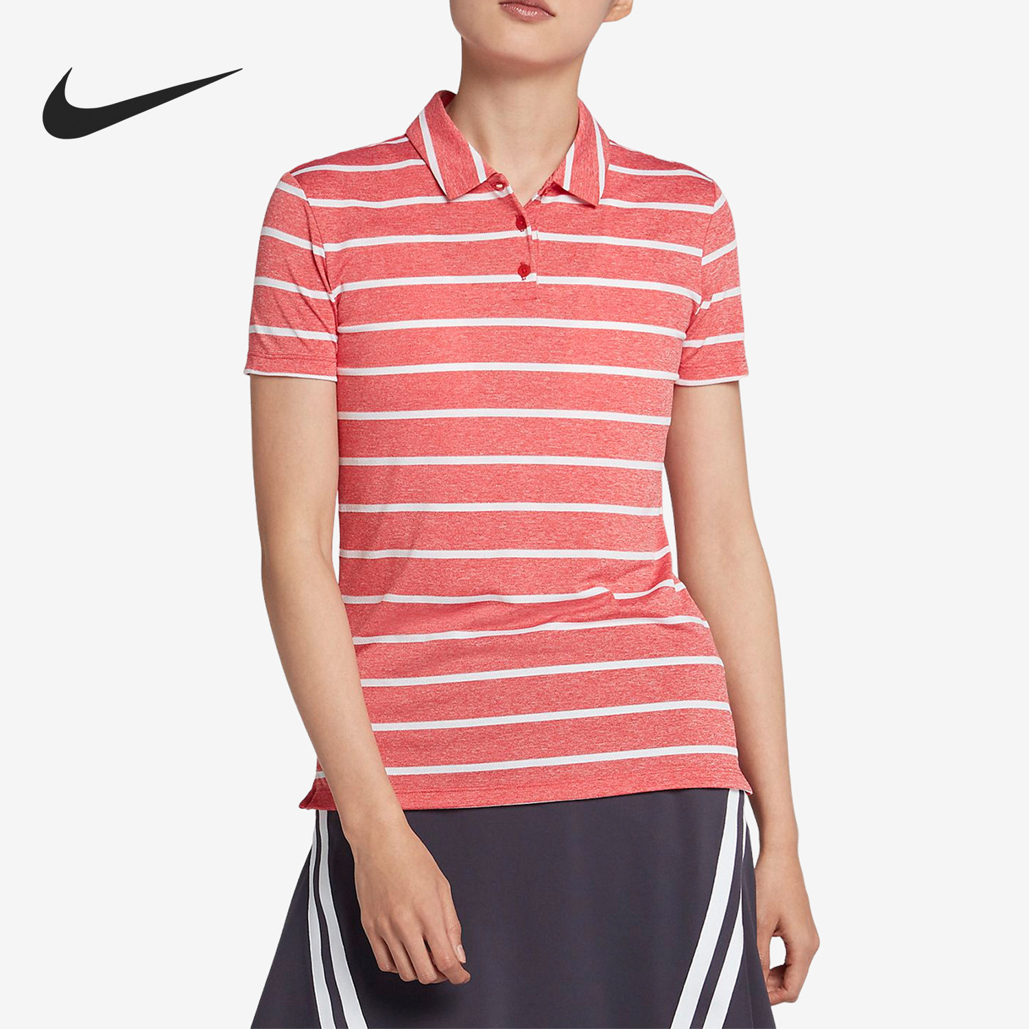 Nike/耐克官方正品2025女士运动透气条纹耐穿POLO衫AJ5232-657