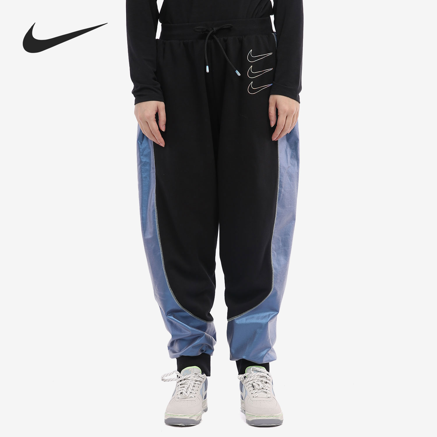 Nike/耐克官方正品春季新款女子运动三勾拼接色休闲裤DD5130-010