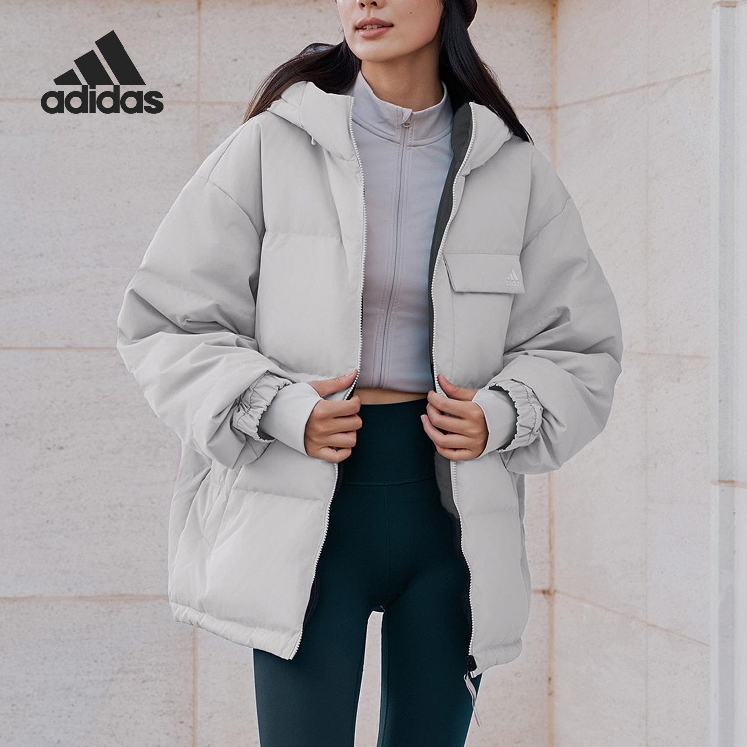 Adidas/阿迪达斯官方正品JACKET DOWN男女双面穿保暖羽绒服KQ5541