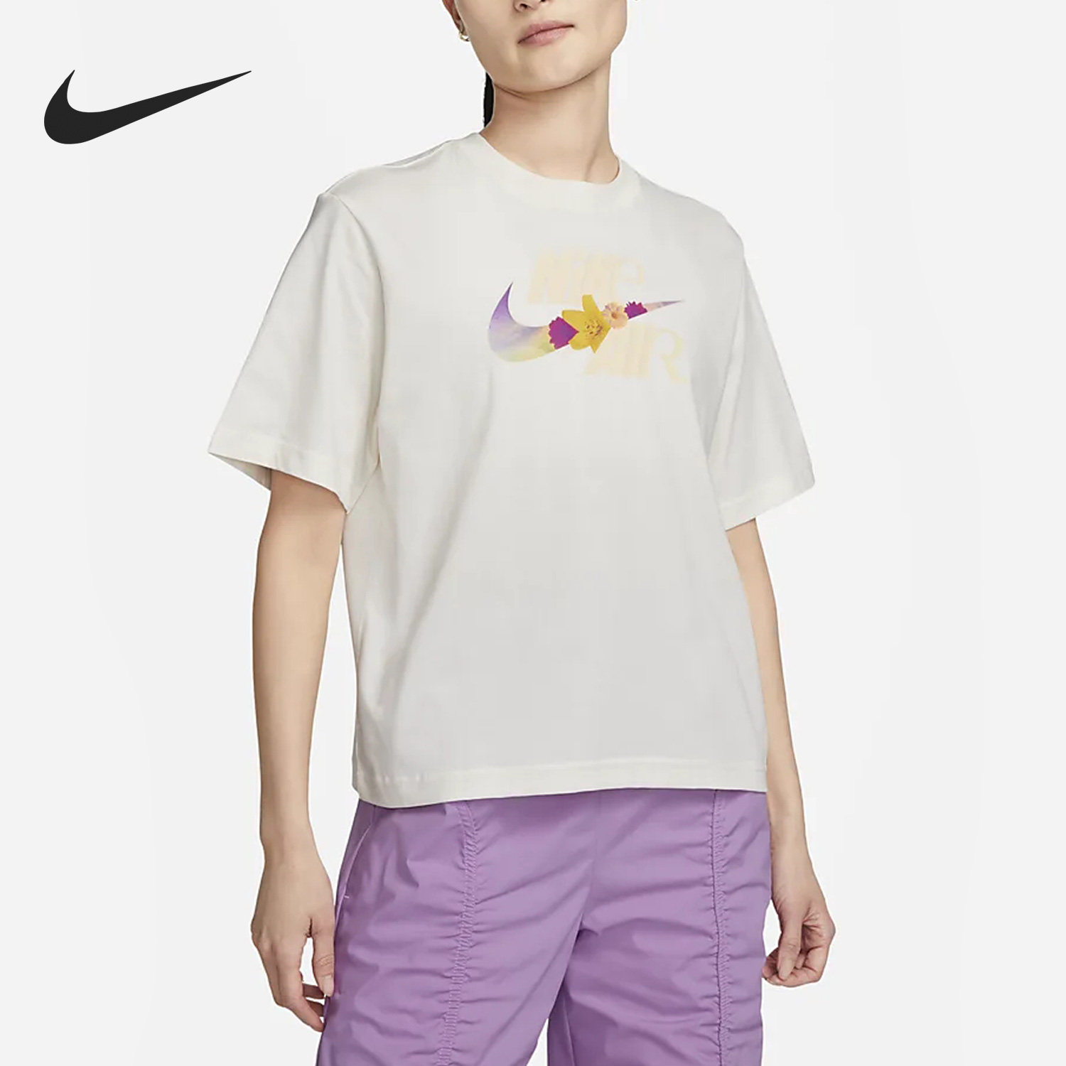 Nike/耐克官方正品当季新款休闲女子运动宽松短袖FB8192-133 - 实物图