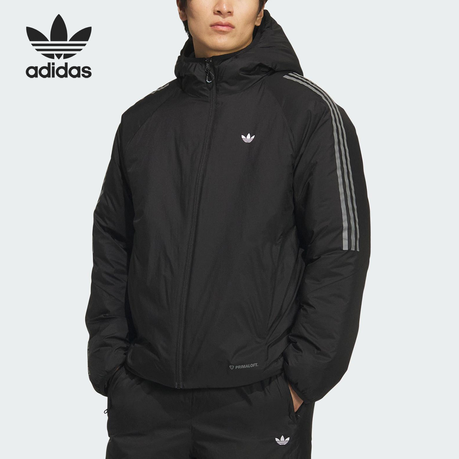 Adidas/阿迪达斯官方正品三叶草男士保暖加厚连帽户外棉服KH2024图片