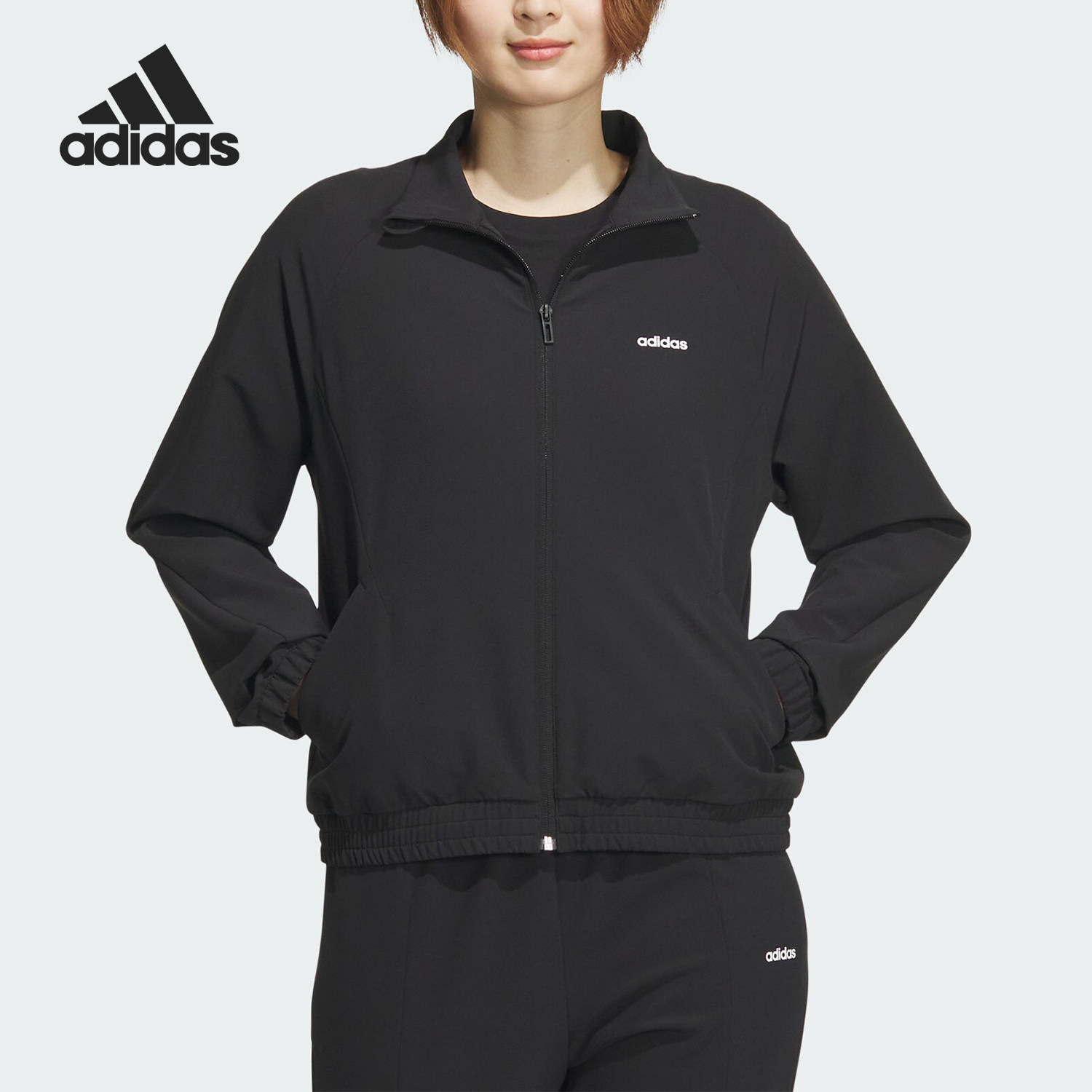 Adidas/阿迪达斯官方正品新款女士梭织立领运动休闲外套JE3579 - 实物图