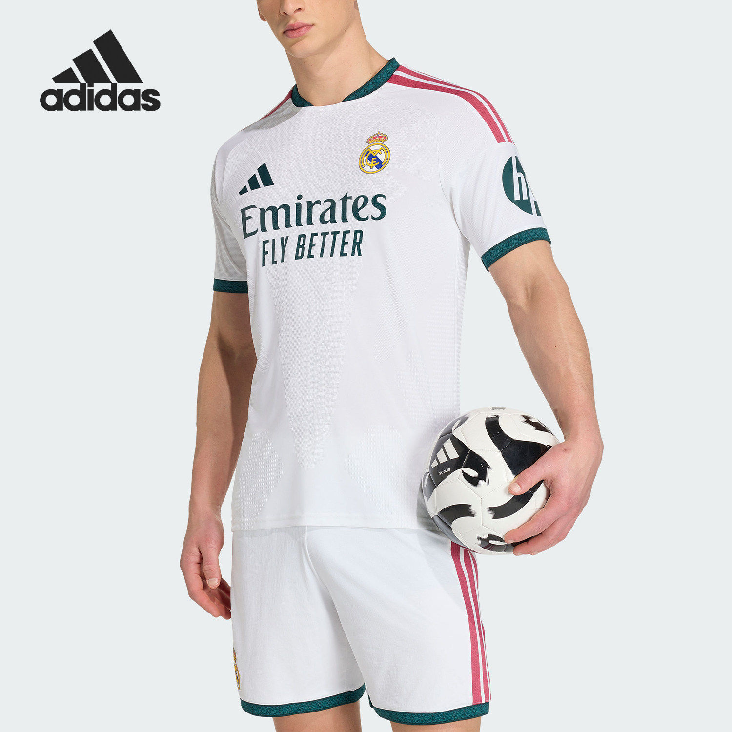 Adidas/阿迪达斯官方正品皇马主场球员版男士足球短袖球衣JZ7218