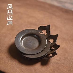 复古铜茶垫杯垫茶杯垫茶道功夫茶杯托茶托家用茶杯隔热垫黄铜杯垫