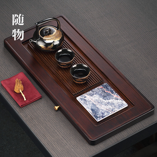 竹制茶盘整块家用功夫平板干泡茶台小型长方形排水茶海茶托盘简约