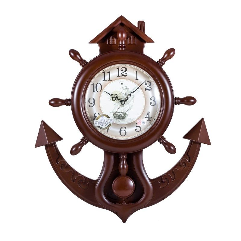 北极星客厅挂钟静音地中海船舵时尚创意大气挂表石英钟表家用