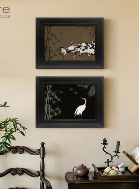 轻法式中古风装饰画艺术客厅沙发背景墙挂画茶室书房壁画