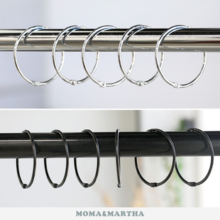 默玛304不锈钢金属圆形黑银浴帘挂钩窗帘环圈大圆环挂环浴帘配件