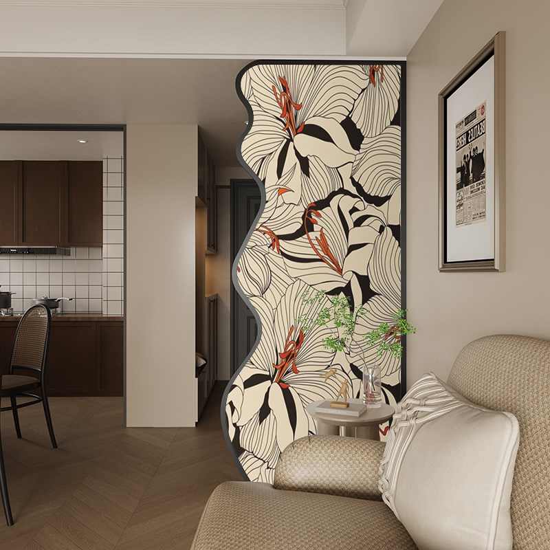 现代法式入户到顶屏风隔断客厅小户型玄关遮挡装饰不锈钢座屏