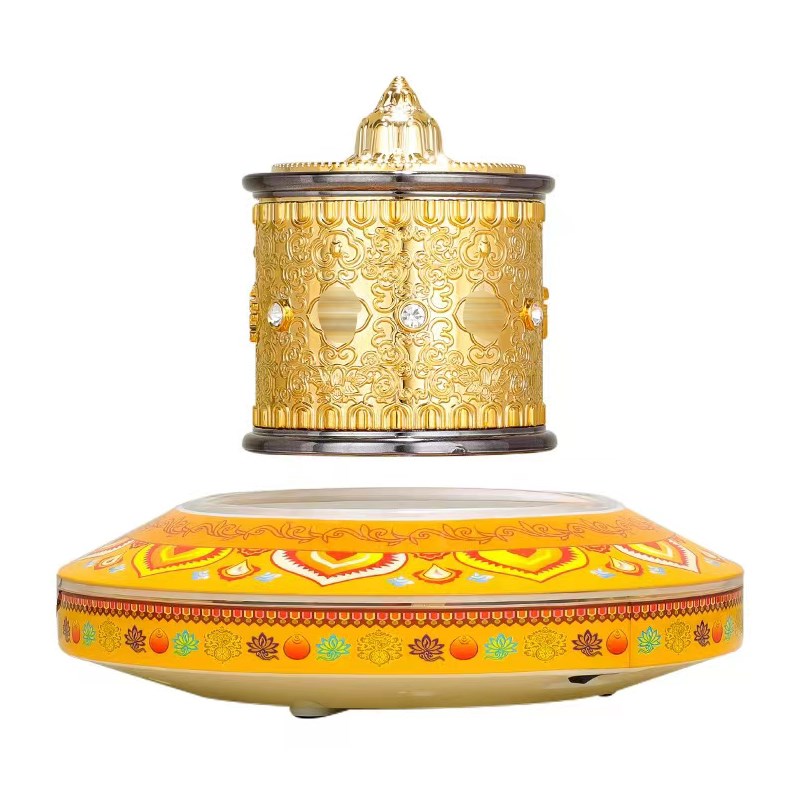 电动悬浮转轮家用指捻转筒家居桌面摆件转动简手拨金转筒转金桶经