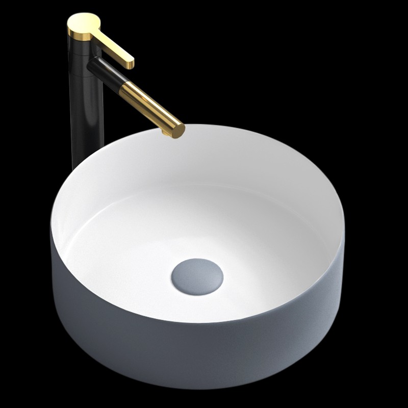 圆形台上盆灰色洗手盆长方形洗脸单盆小尺寸圆形洗漱盆洗面盆水盆