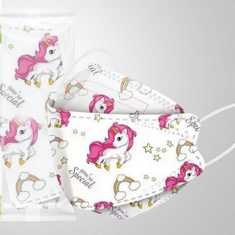 儿童口罩鱼形柳叶形3D立体KF防护9卡通印花独立包装小孩口罩盒装