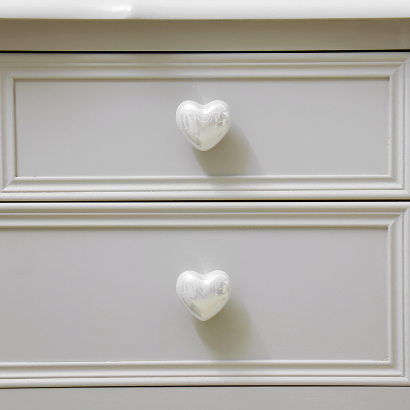 新款珍珠爱心衣柜拉手时尚奶油风高端定制整体橱柜柜子抽屉白色门
