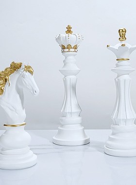 德国工艺国际象棋摆件创意家居橱窗展示柜装饰品黑色白色棋子摆设