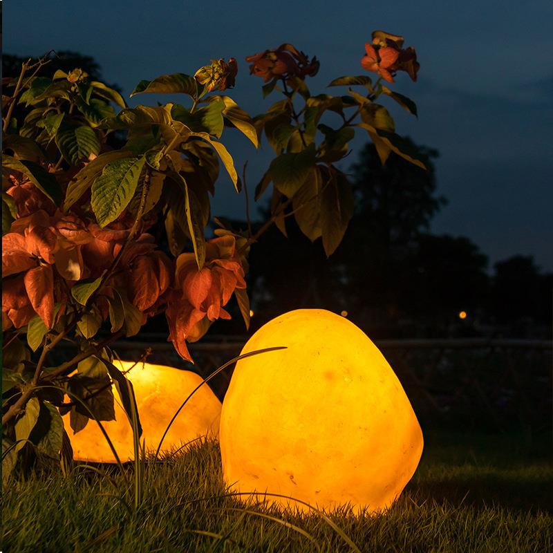 发光石头仿石草坪灯仿真玉石灯发光鹅卵石庭院草坪景观石头灯