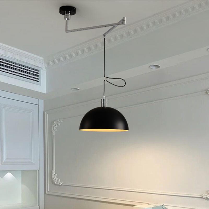 可餐厅吊灯现代包豪斯移位灯中古餐厅卧室摇臂伸缩小吊灯