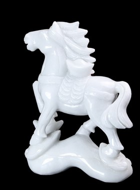 天然白玉石马摆件十二生肖马到成功马上有钱桌面装饰家居商铺办公
