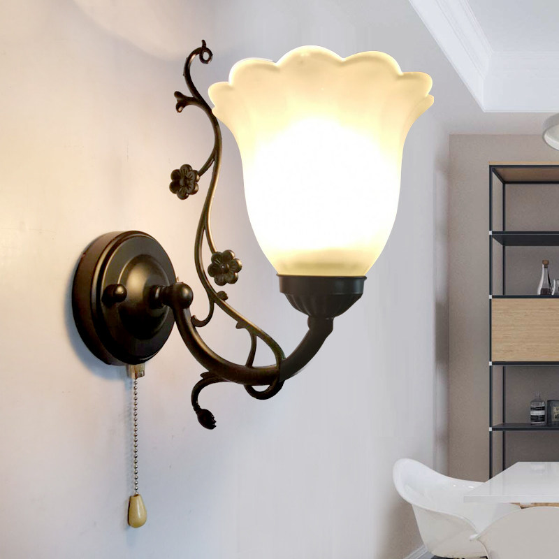 玻璃壁灯卧室床头灯书房工作墙面灯走廊过道铁艺灯免布线灯具,家装灯饰光源,壁灯,淘宝优惠券,粉丝福利购,淘宝优惠卷