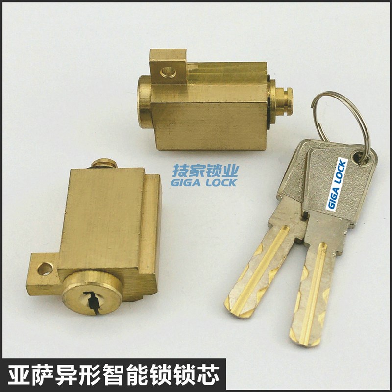 亚萨异形智能锁锁芯 底装应急锁芯指纹锁锁头电子门锁芯 技家锁业
