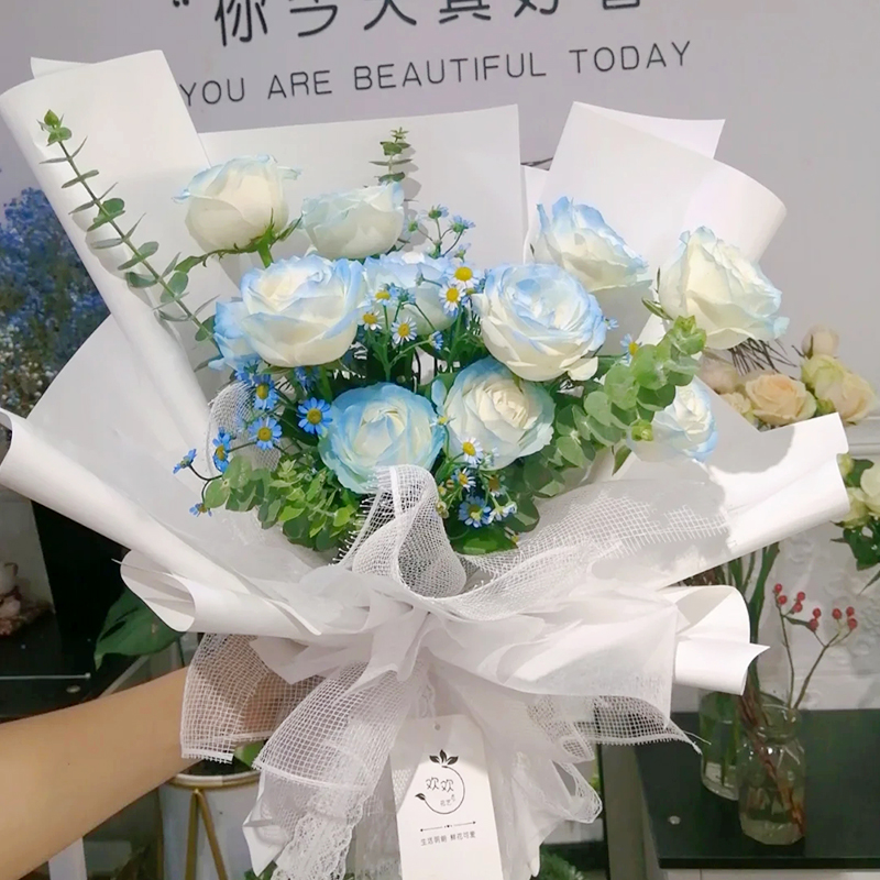 鲜花喷漆彩喷花艺着色剂碎冰蓝玫瑰珠光喷色剂花束干花染色上色剂